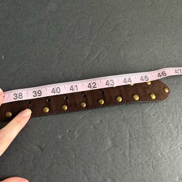 Vintage Y2K Statement Belt Brown Faux Leather Studded Wide Waist Belt Womens XL